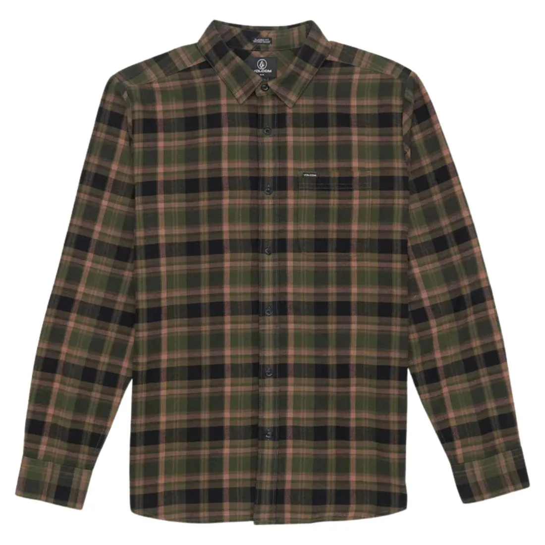 Volcom Men's Caden Plaid Long Sleeve Shirt A0542406 - Squadron Green