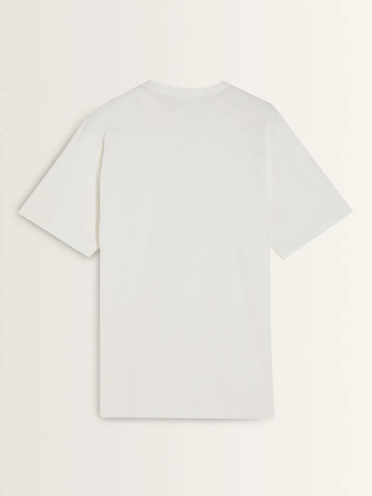 WES Casuals Plain White Cotton T-Shirt