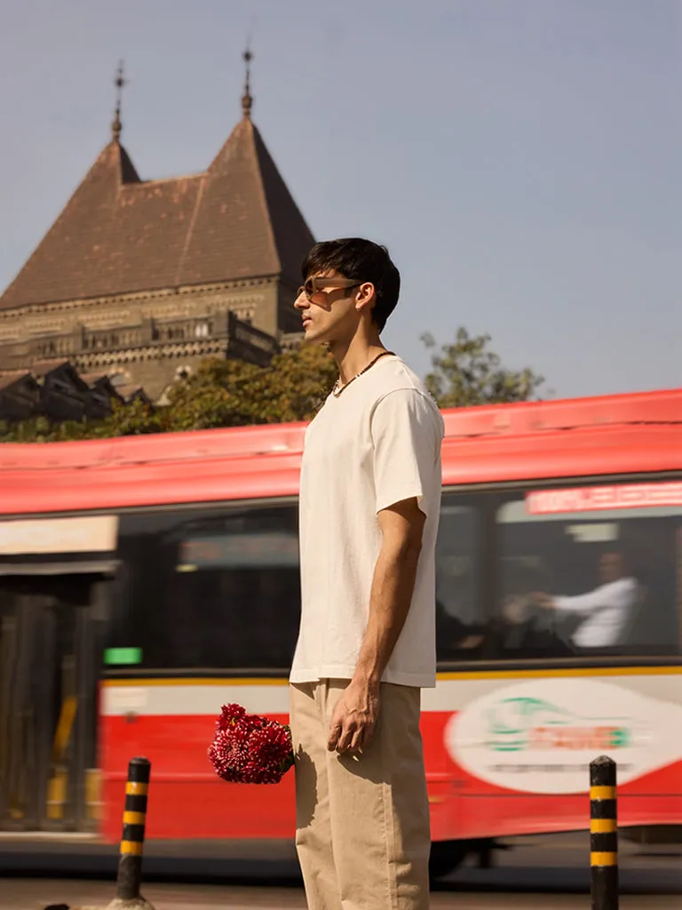 WES Casuals Plain White Cotton T-Shirt