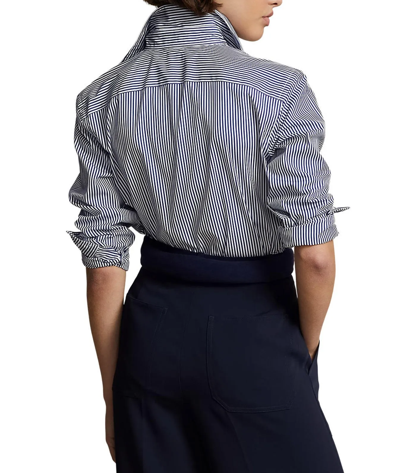 Women's Classic Fit Striped Cotton Shirt White/Fall Royal