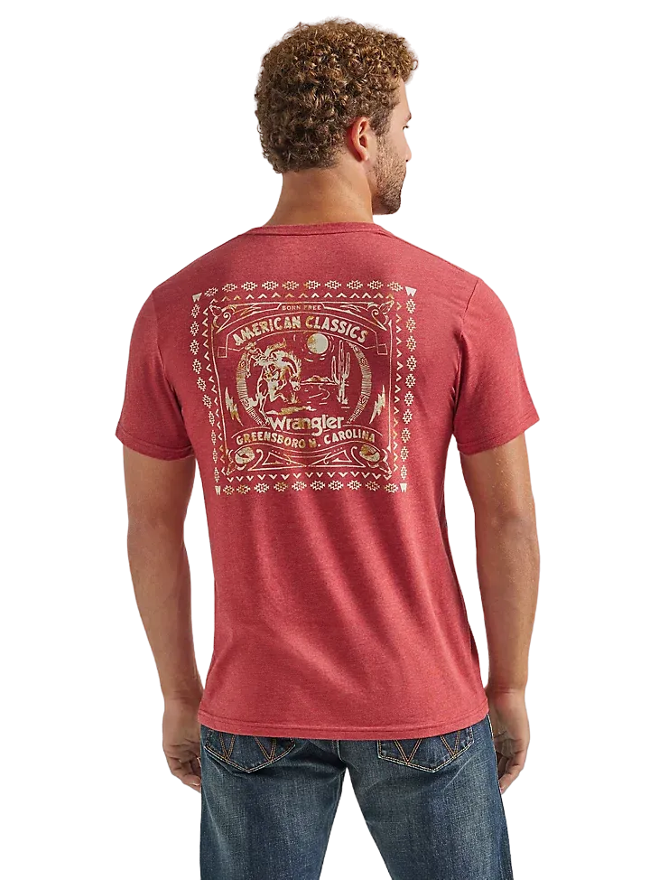 Wrangler Men's American Classic In Brick Red Heather Graphic T-shirt