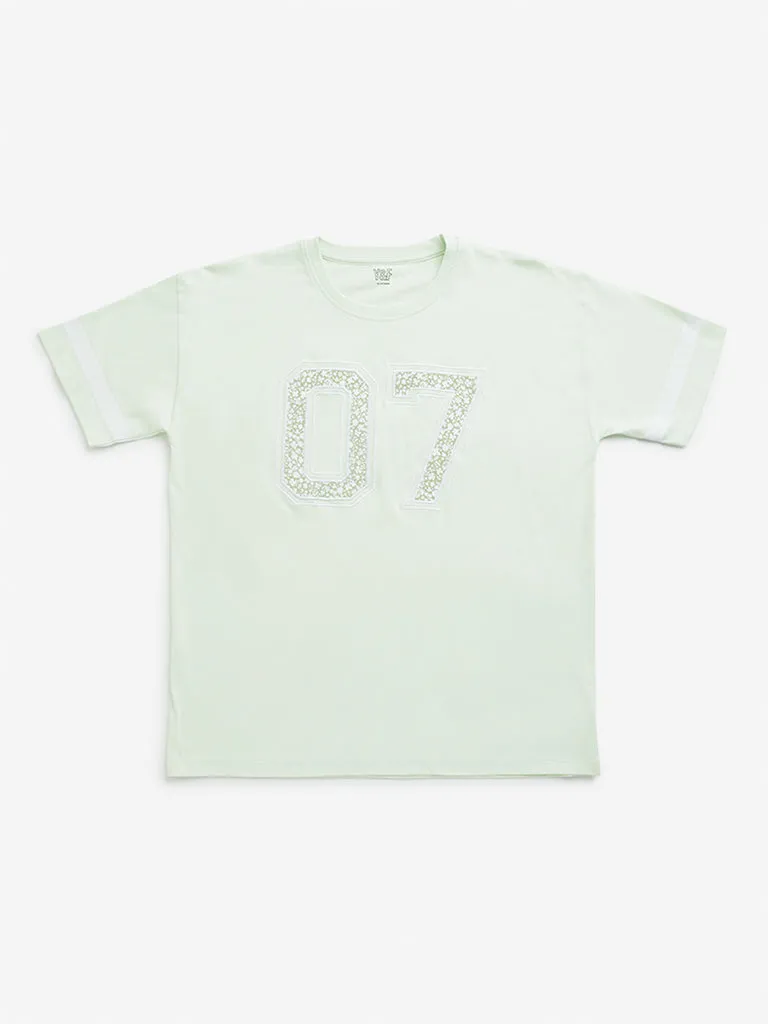 Y&F Kids Green Numerical Printed T-Shirt